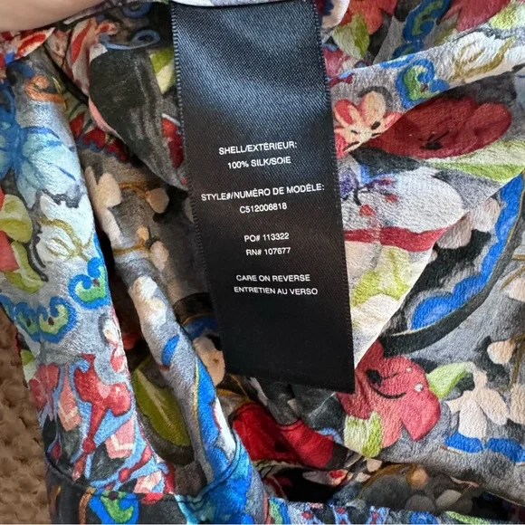 ALICE + OLIVIA Colby Silk Island Watercolor Blouse, Multicolor Size XS - Picture 5 of 6